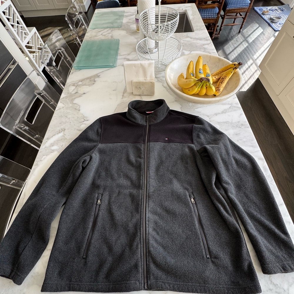 Jacket Fleece Tommy Hilfiger Gray and Black Lightweight Jacket - Picture 6 of 15